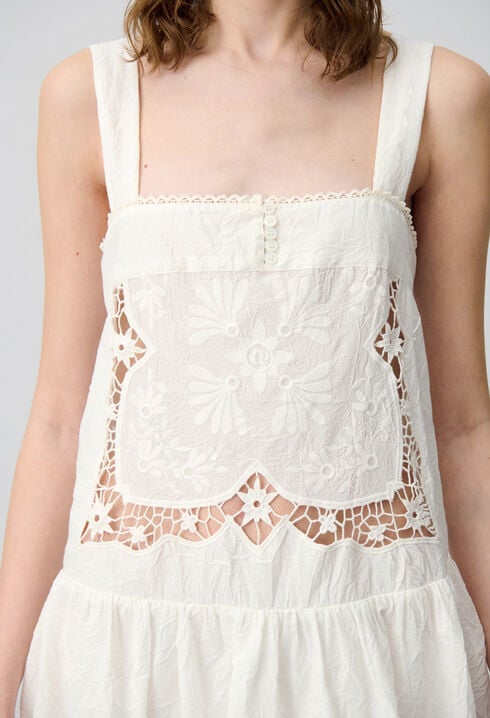 Short Dress with Embroidered Bodice