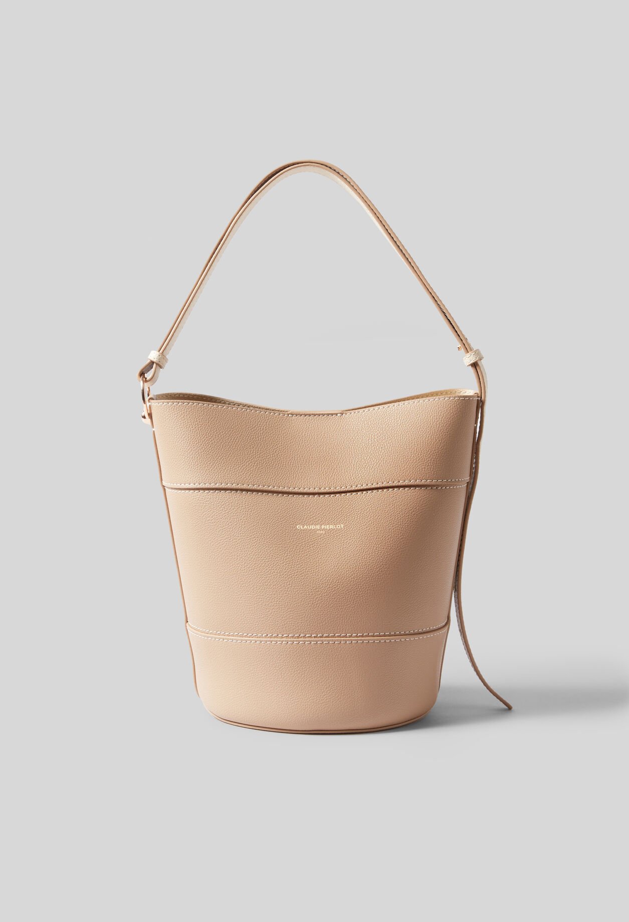 Grained leather bucket bag