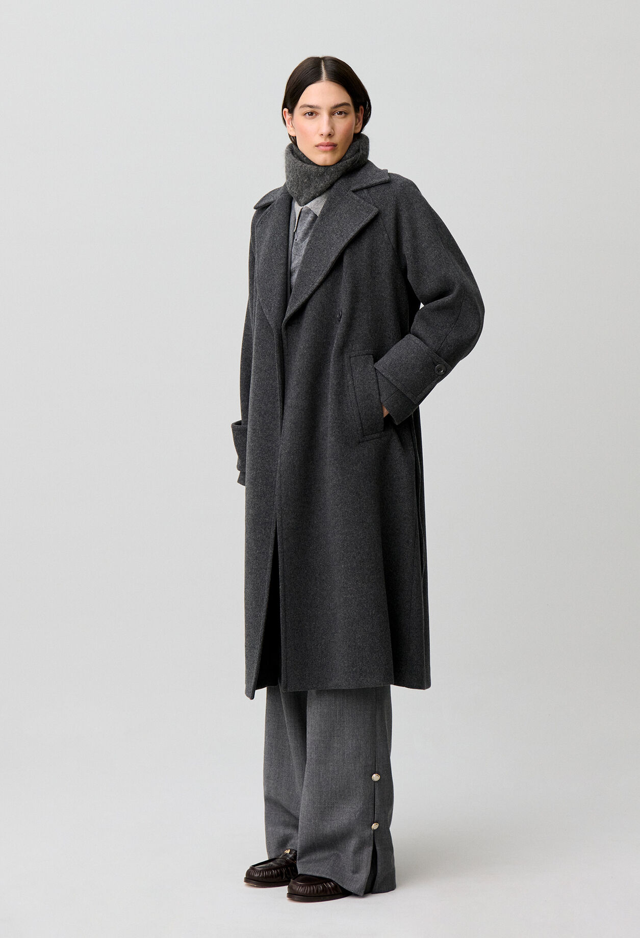 Mid-length wool blend coat