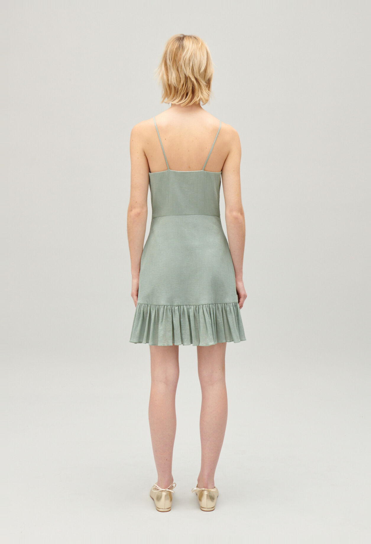 Short ruffled almond dress