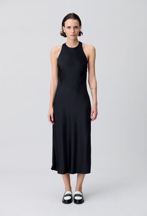 Satin Open-Back Maxi Dress