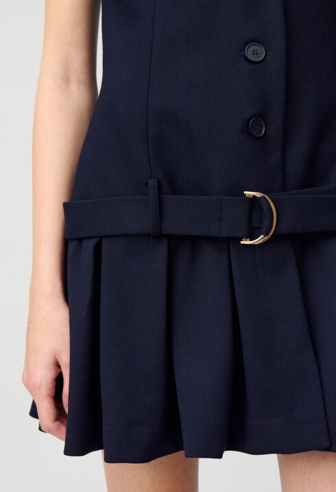 Pleated fitted short dress