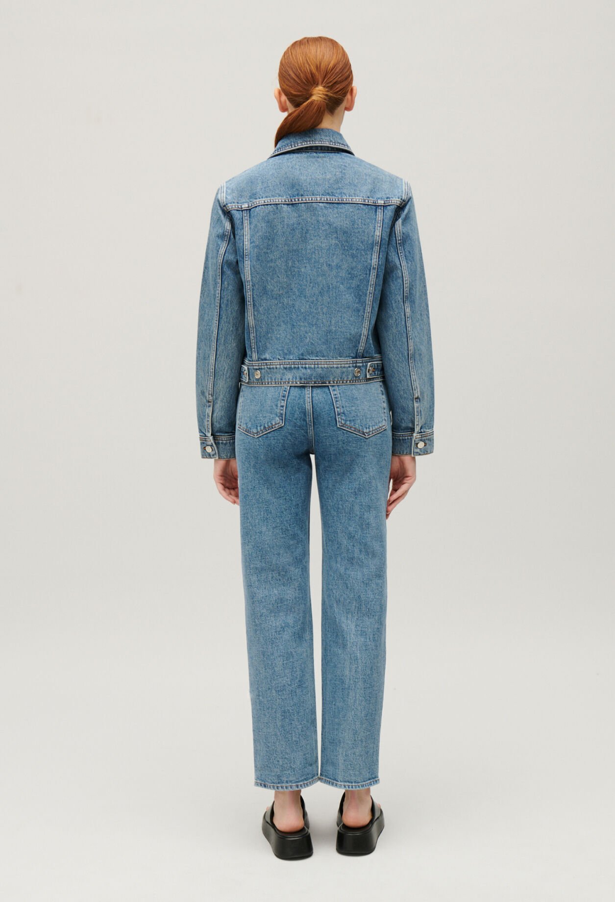 Blue straight-leg denim jacket