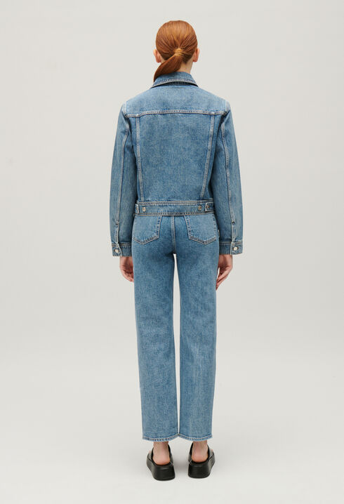 Blue straight-leg denim jacket