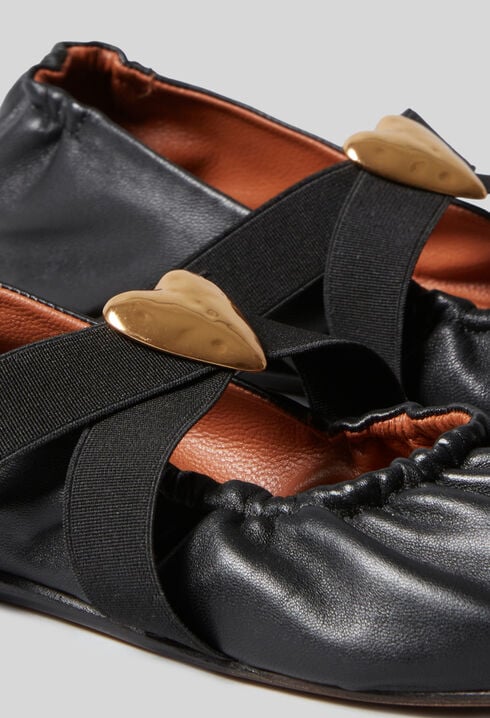 Leather ballet flats with heart