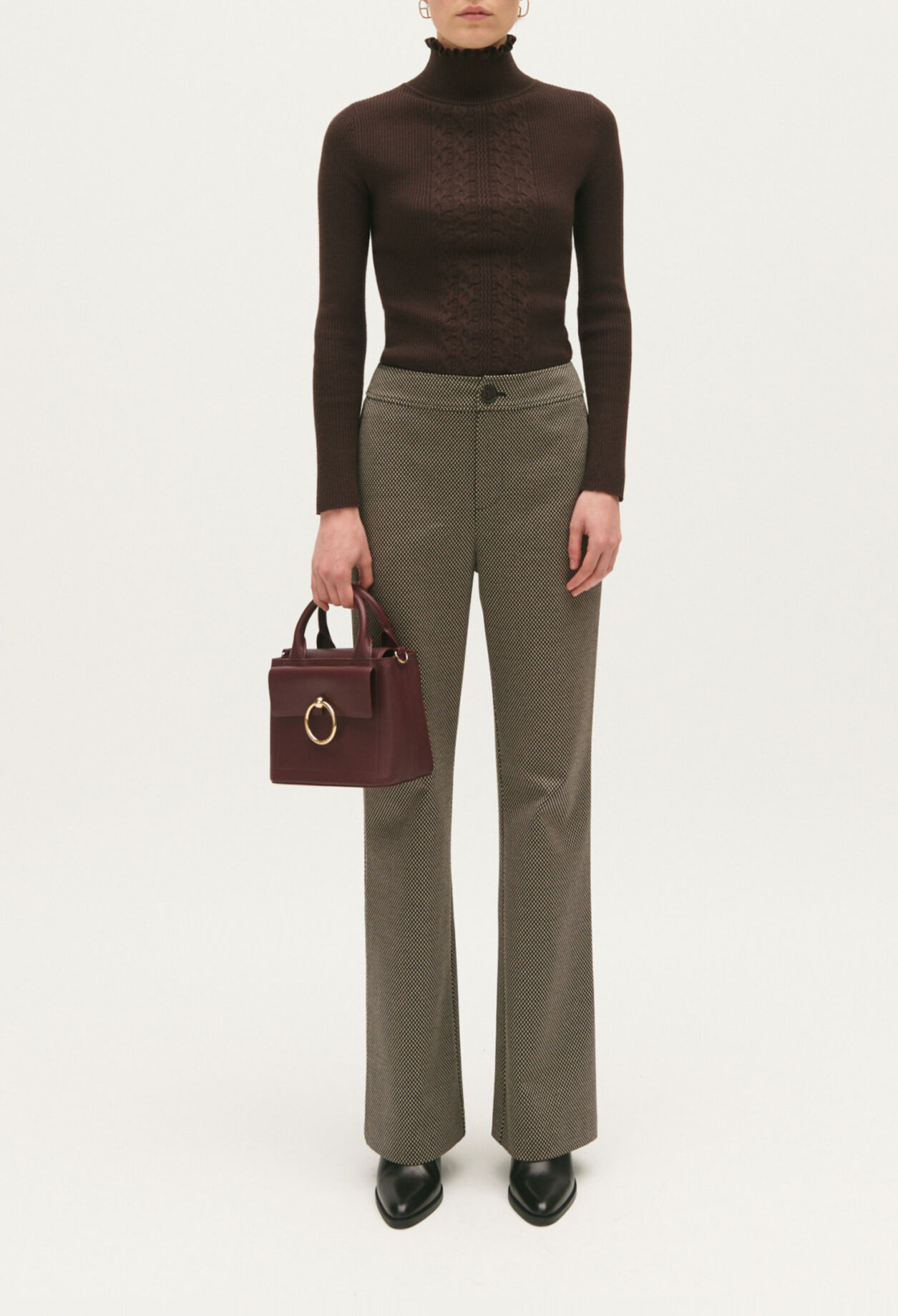 Straight-fit chocolate print trousers