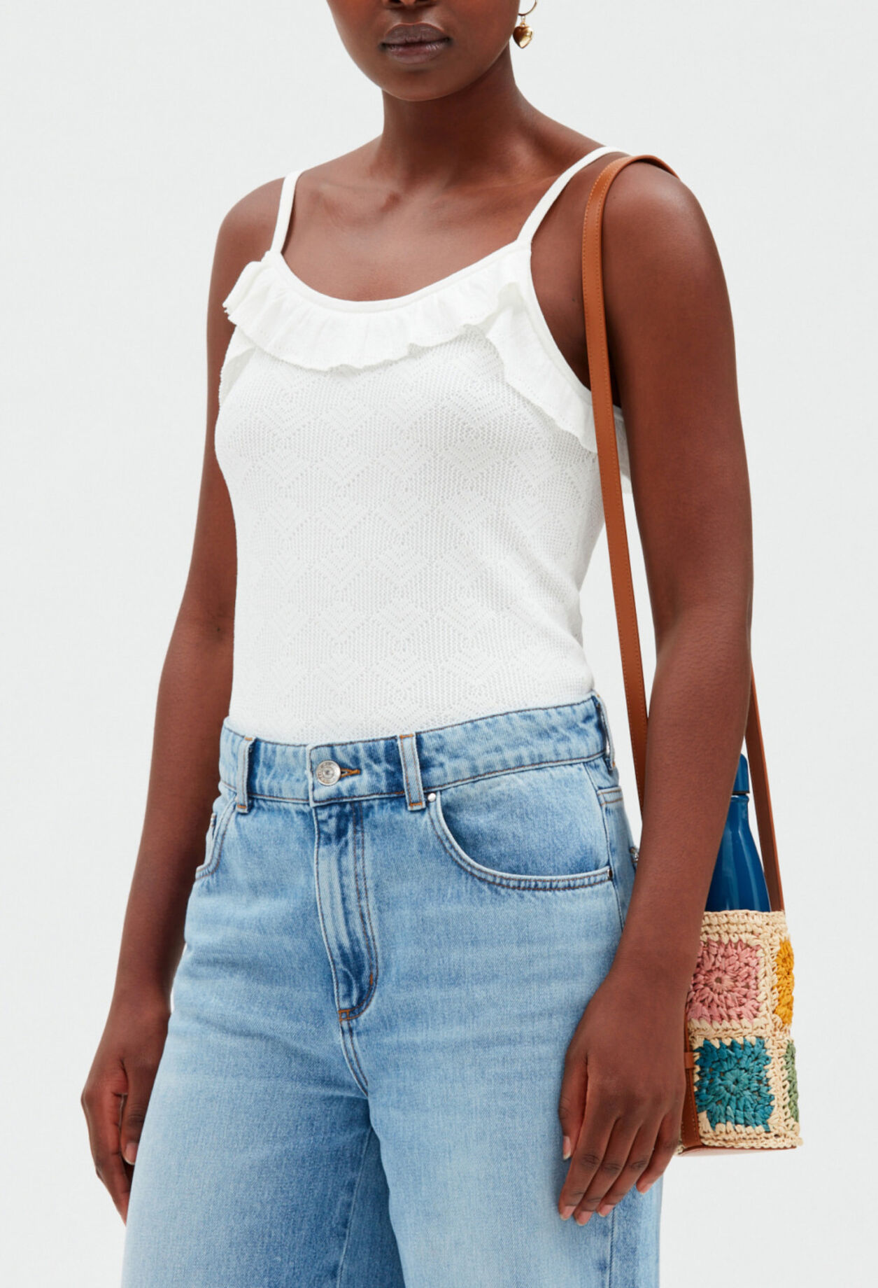 Off-white ruffled knitted vest top