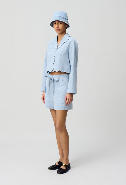 Belted Denim Shorts