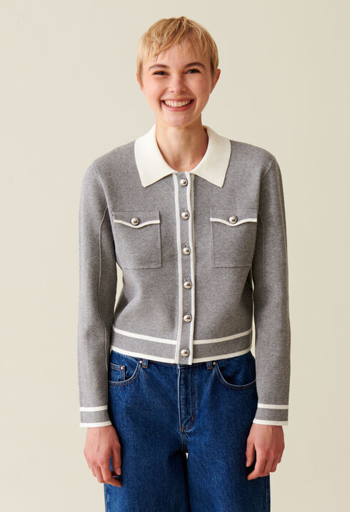 Light grey collared cardigan