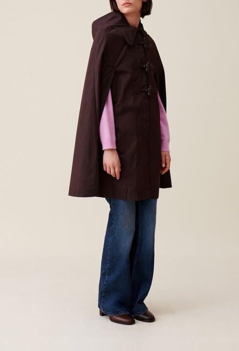 Plum cape with removable hood