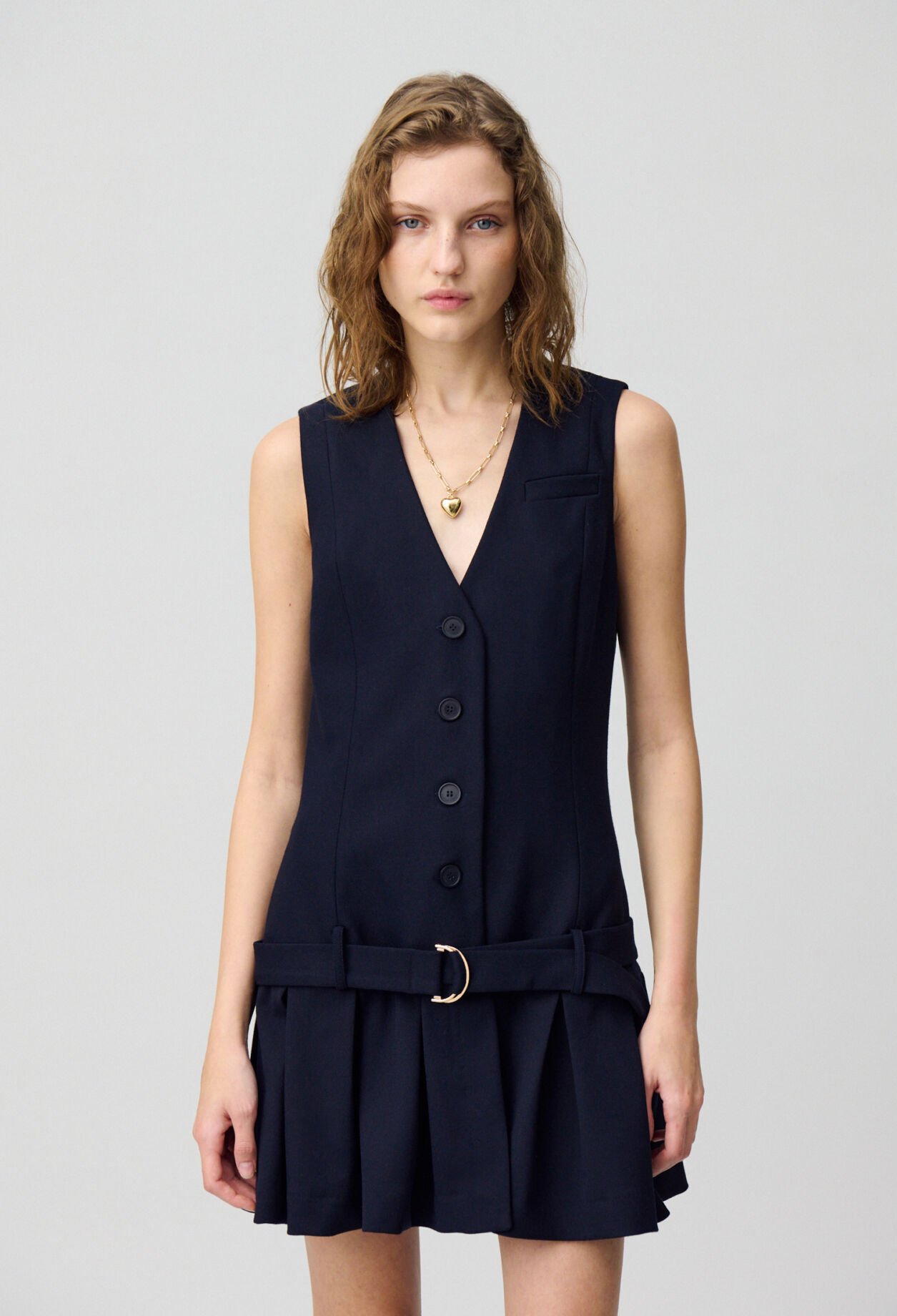 Pleated fitted short dress