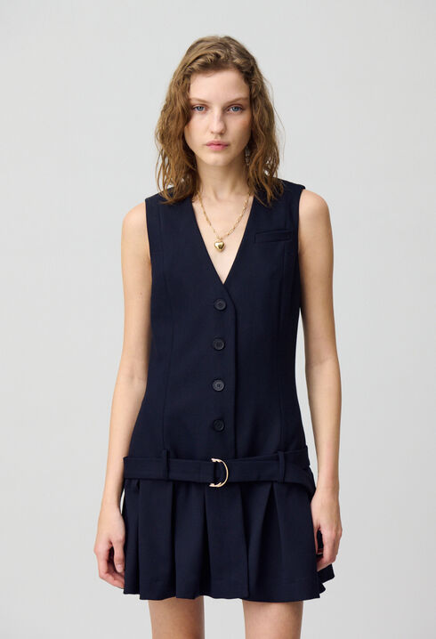 Pleated fitted short dress