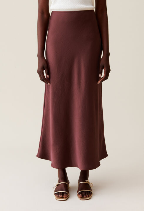 Flowing Satin Midi Skirt