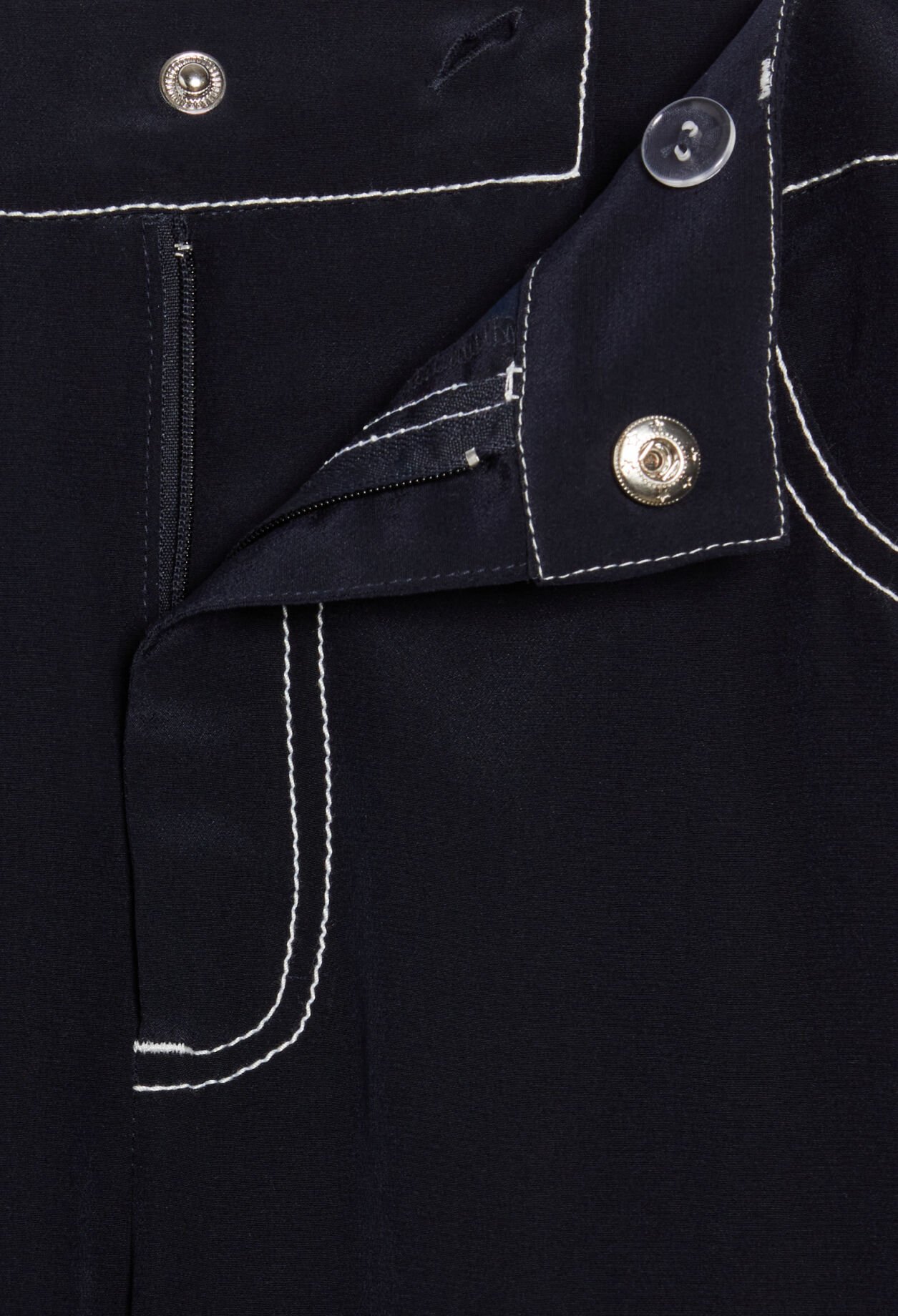 Blue silk long straight trousers