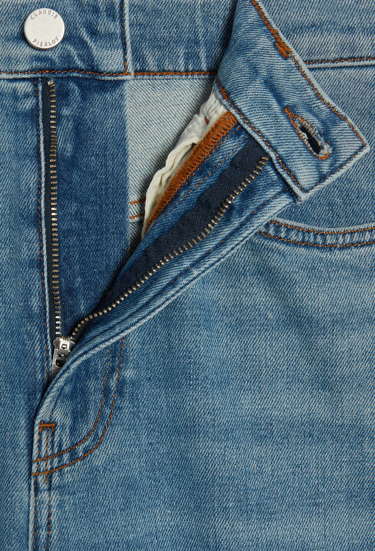 Faded blue jeans made of organic cotton