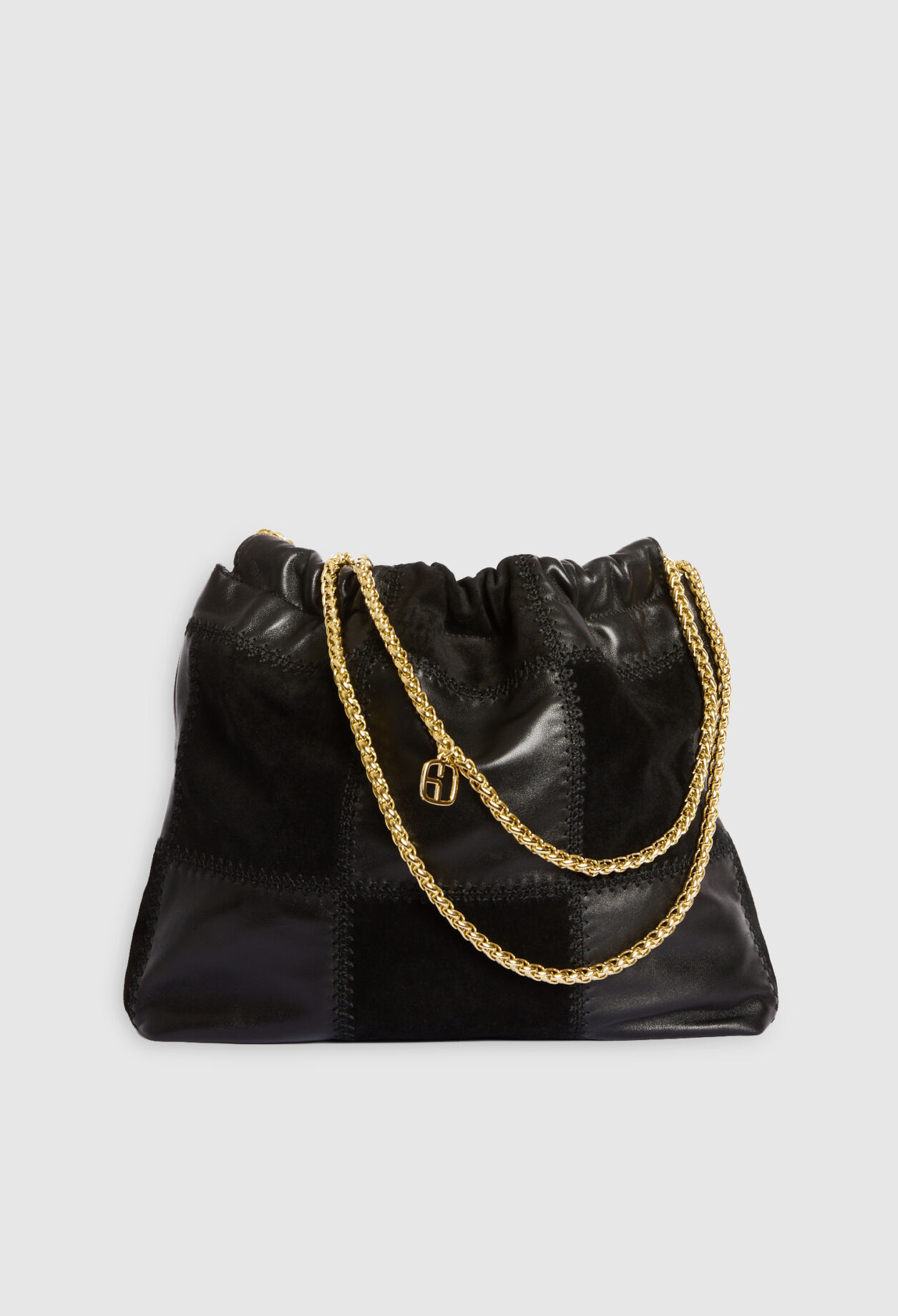 Black leather pouch bag