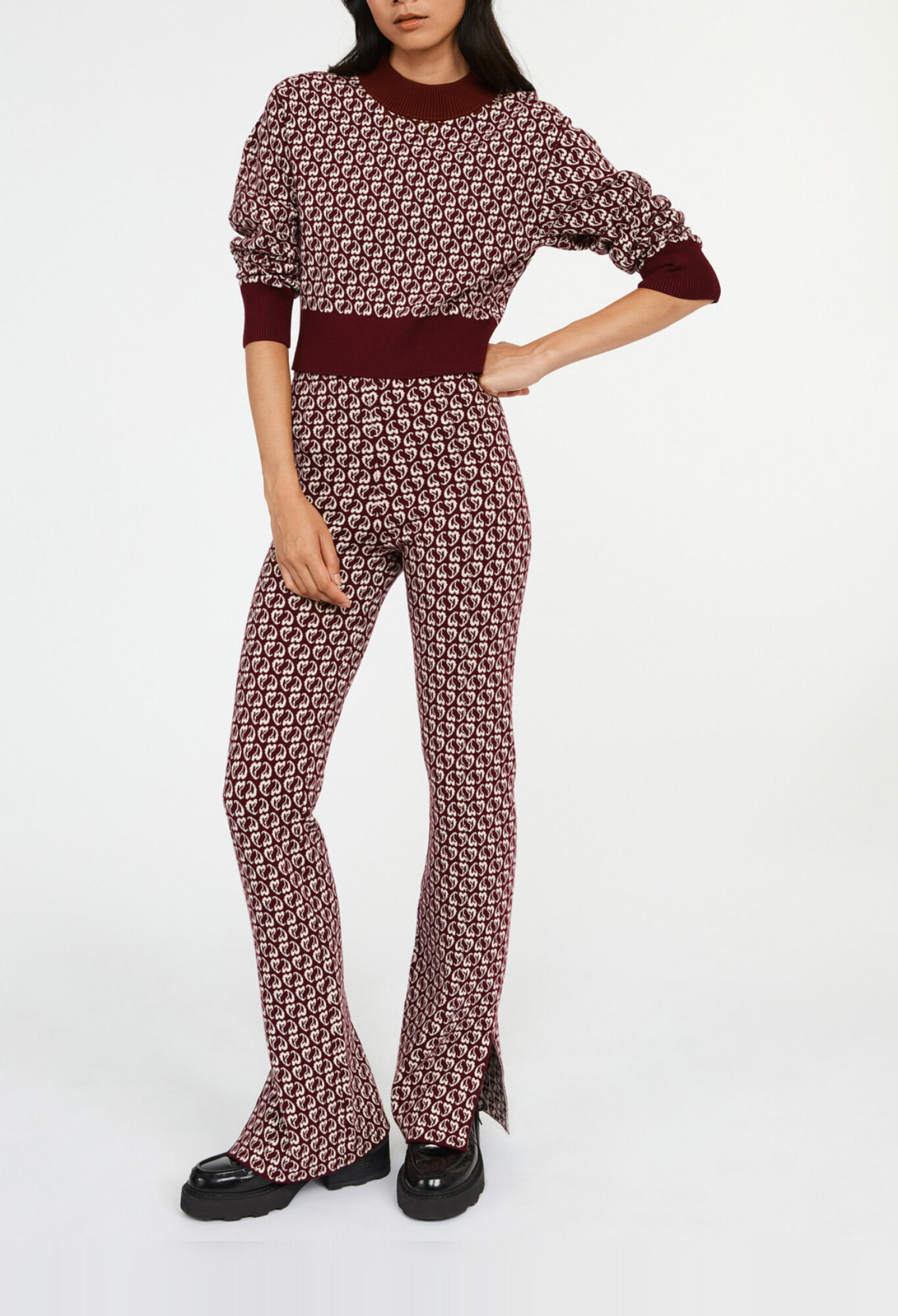 Pantalon bicolore maille imprime c ur for women Claudie Pierlot