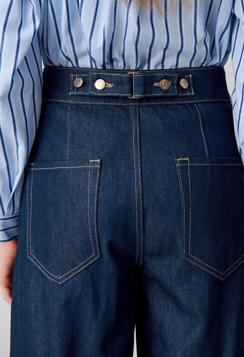 Raw denim straight-cut jeans