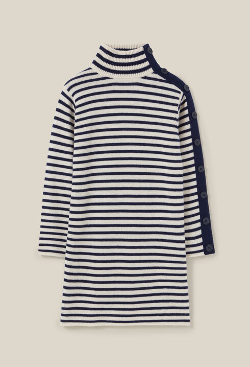 High-neck knitted sailor dress