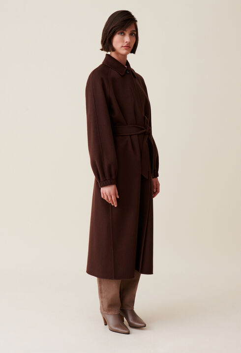 Brown belted long coat
