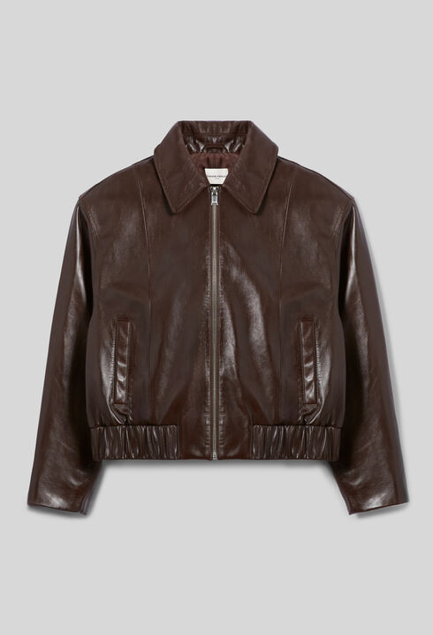 Casual shiny leather jacket