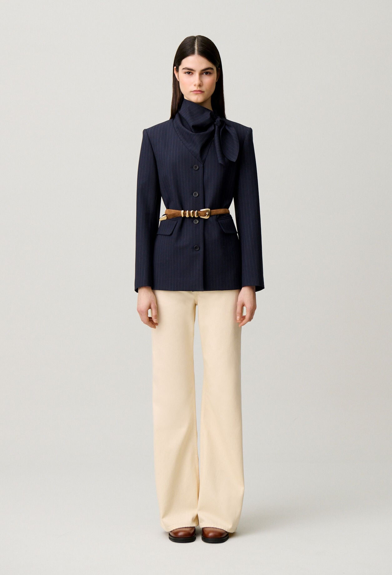 Wool jacket with removable scarf