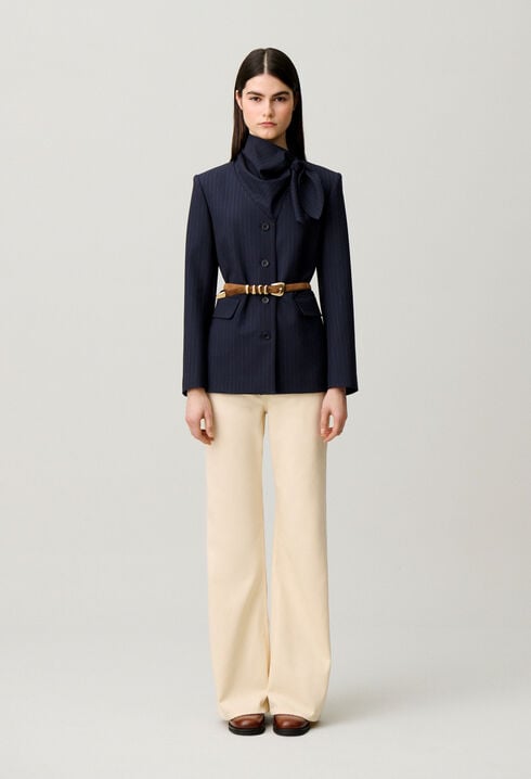 Wool jacket with removable scarf