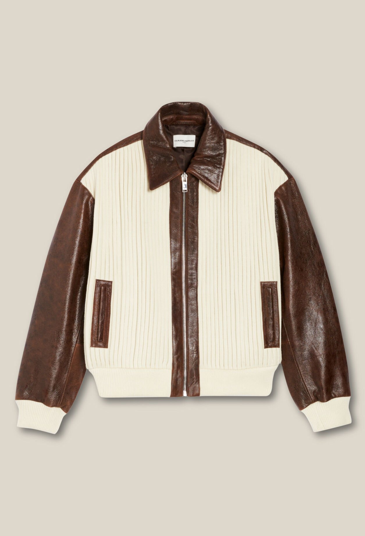 Brown two-tone bomber jacket