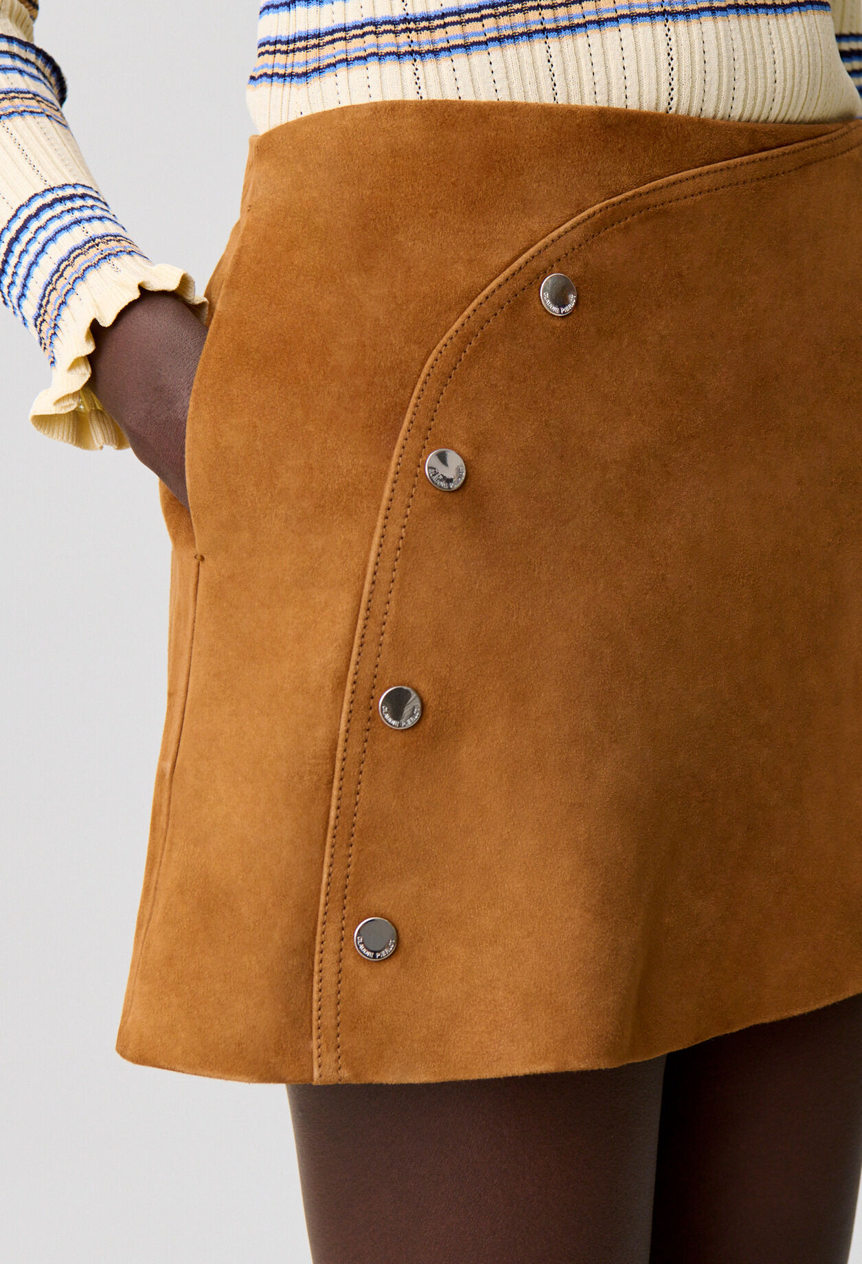 Suede mini skirt