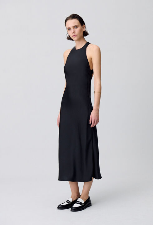 Satin Open-Back Maxi Dress