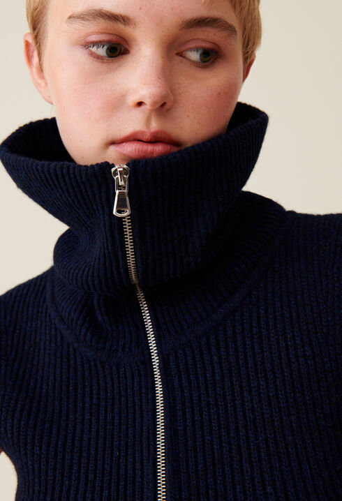 High Neck Zip Knit Dress