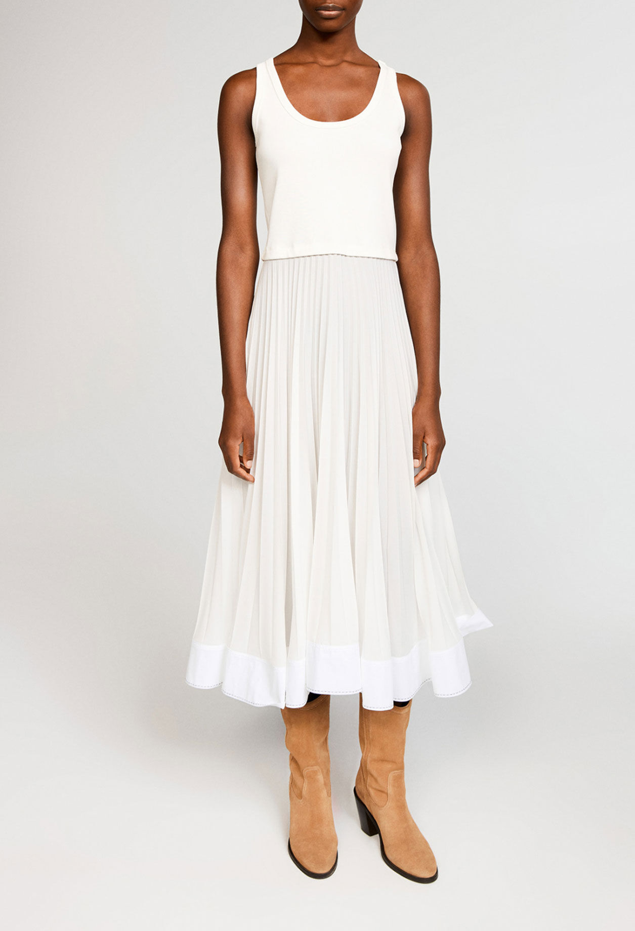 Long bi-material dress