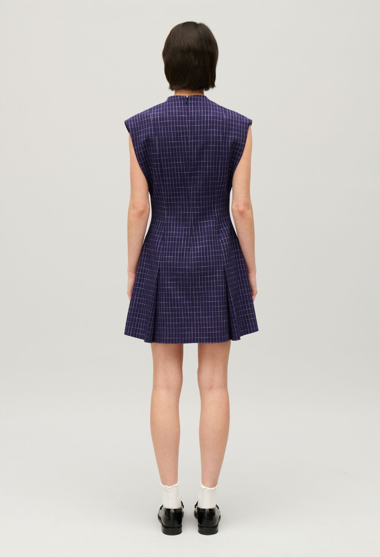 Short indigo checked dress