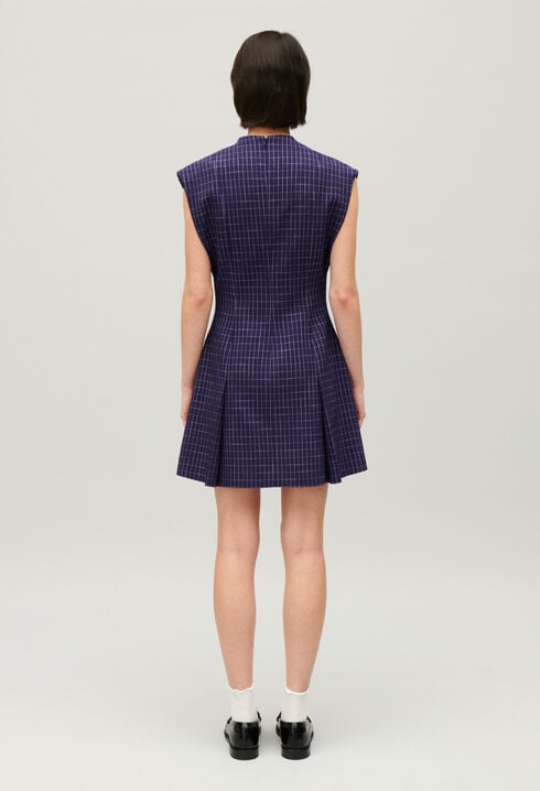 Short indigo checked dress