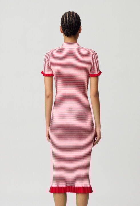 Striped fine knit maxi dress
