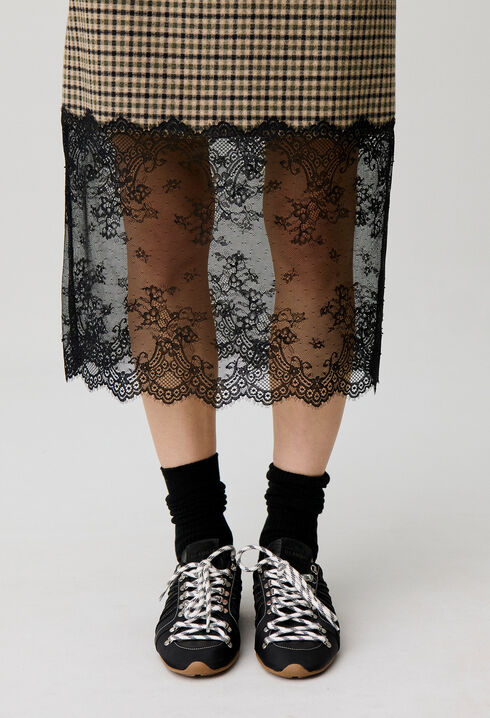Straight checked skirt