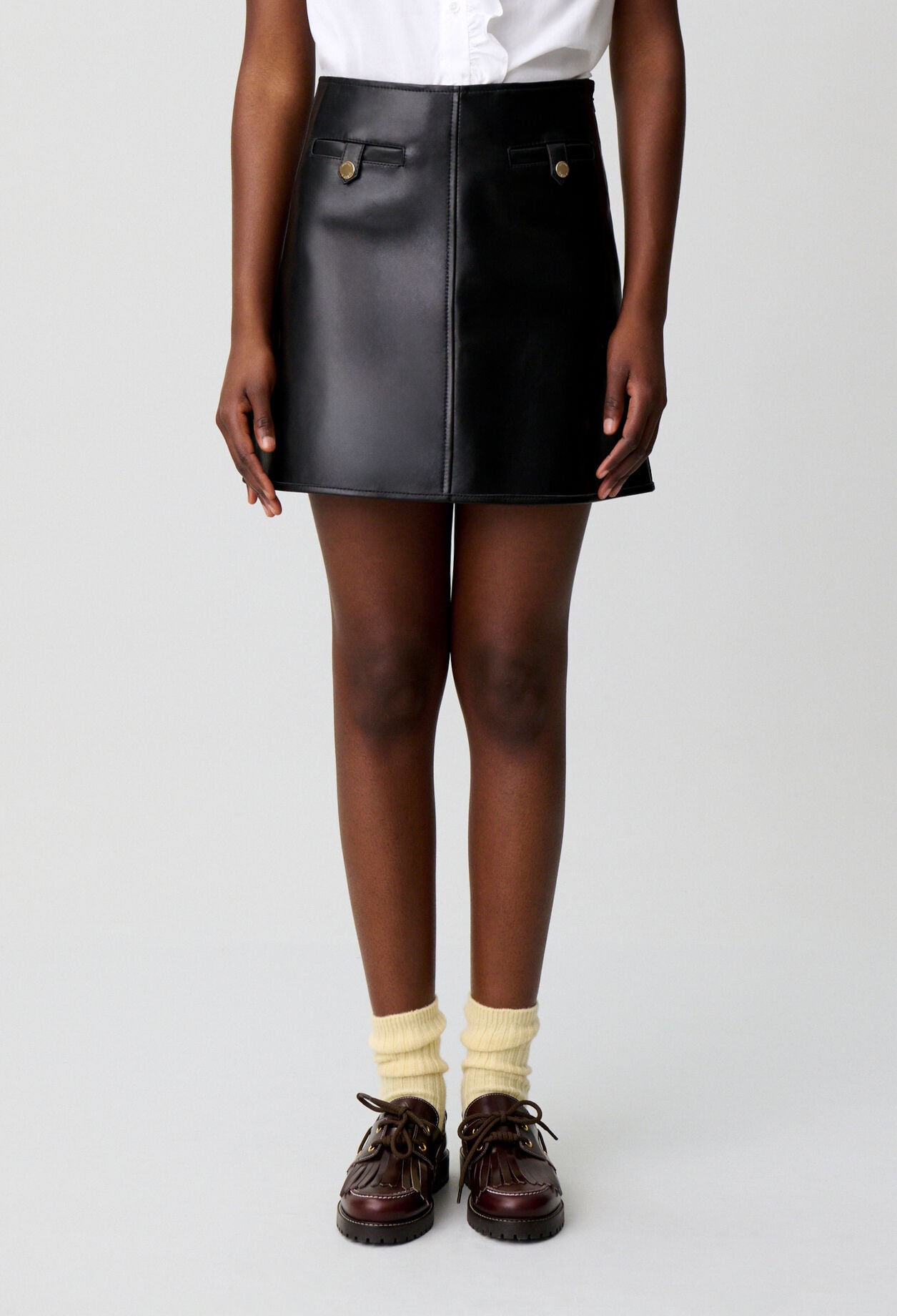 Short leather skirt