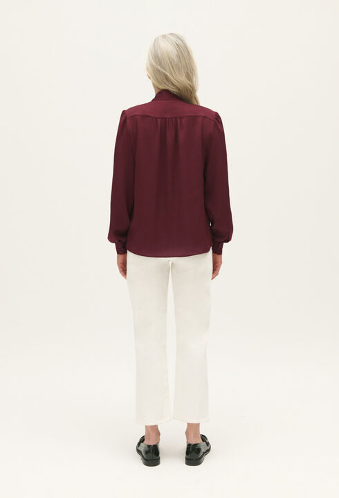 Burgundy pussy bow blouse
