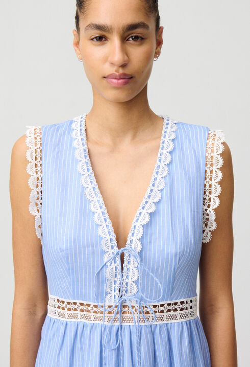 Striped Lace Maxi Dress