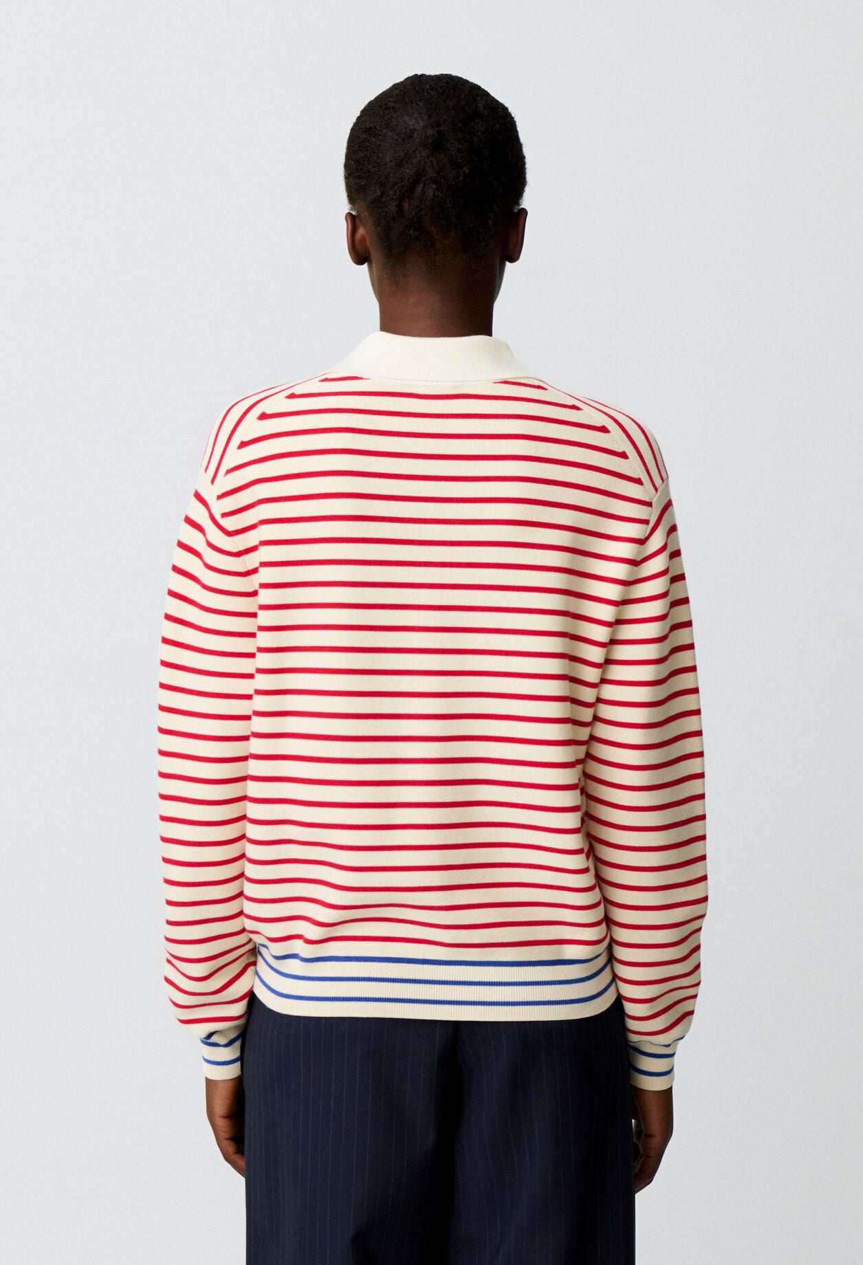 Striped polo neck jumper