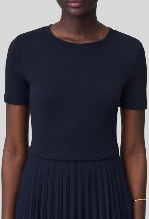 Black and navy bi-material dress 