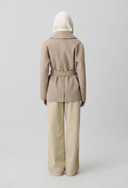 Short Wool Coat with Fringes