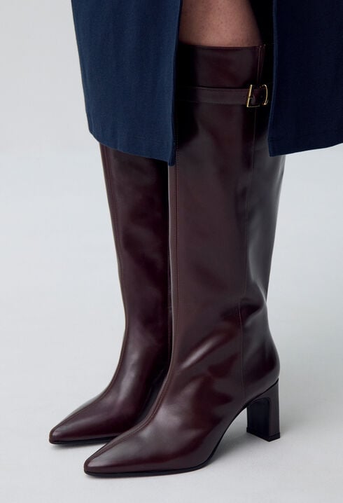 Bottes hautes cuir à boucle