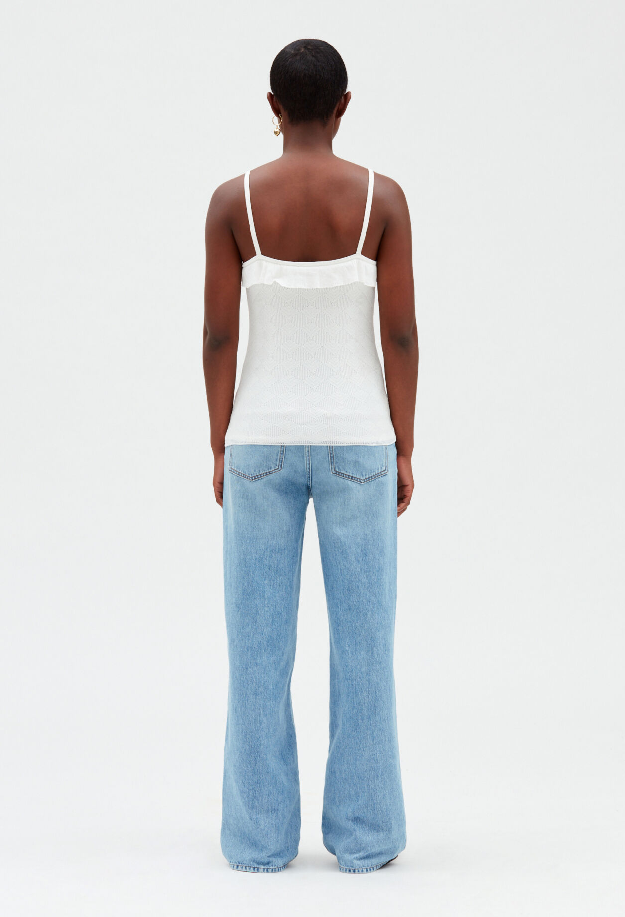 Off-white ruffled knitted vest top
