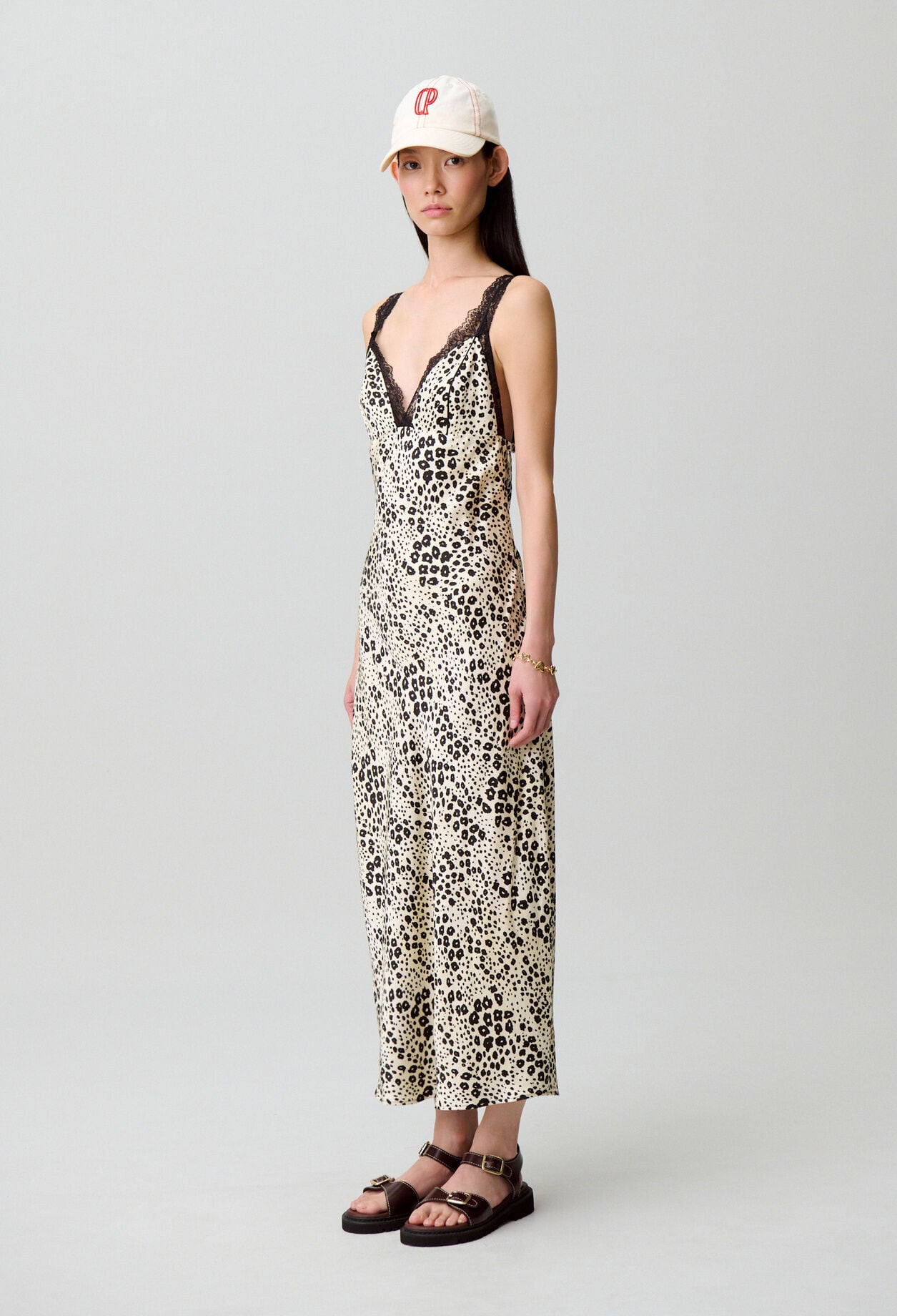 Satin animal print dress