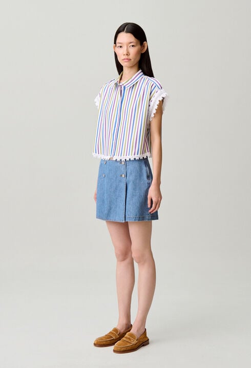Striped lace shirt