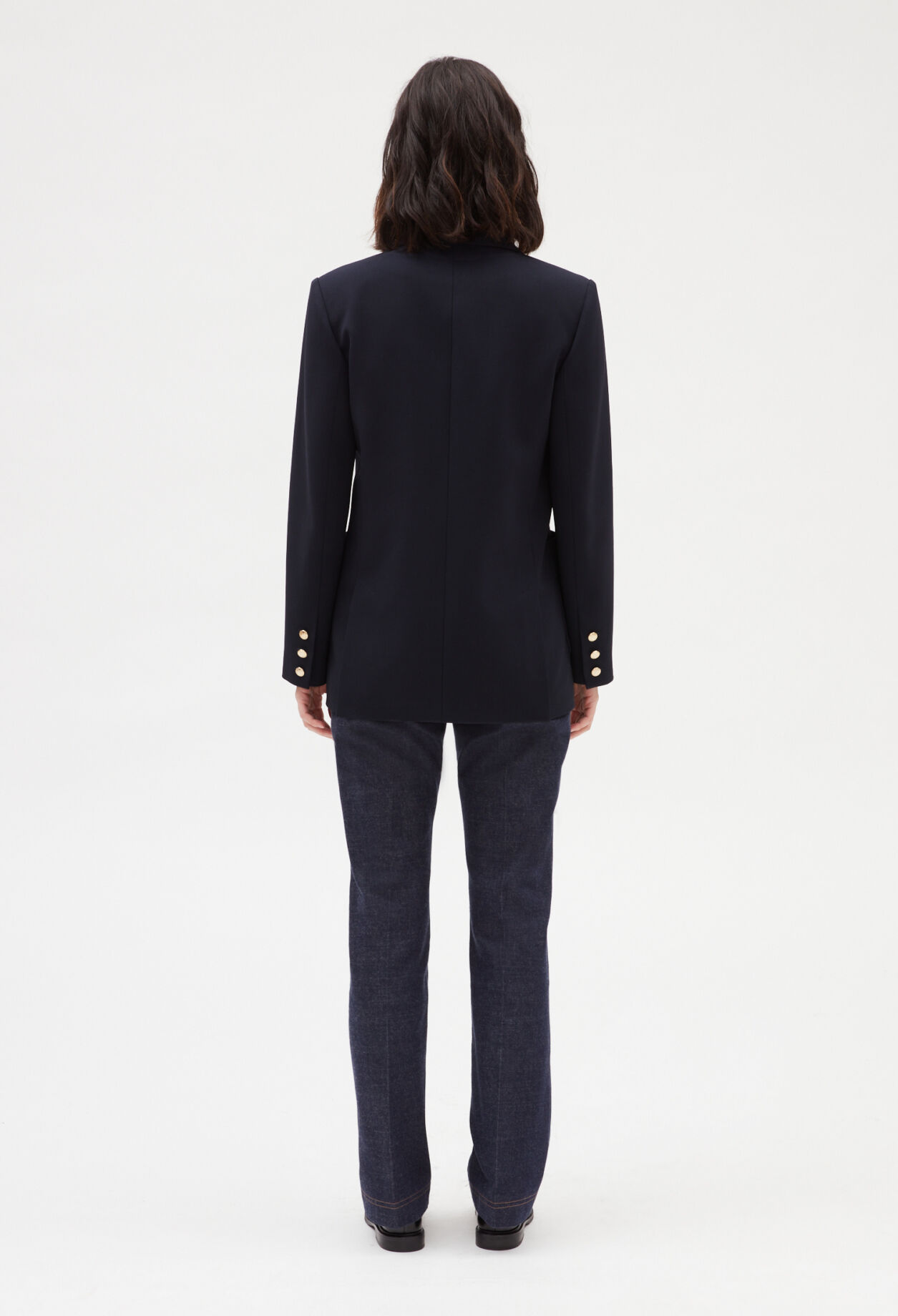 Blue double-breasted suit jacket
