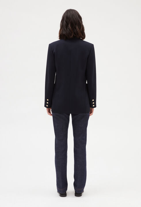 Blue double-breasted suit jacket