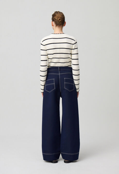 Wide-leg trousers with hems