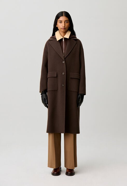 Long tailored collar wool coat